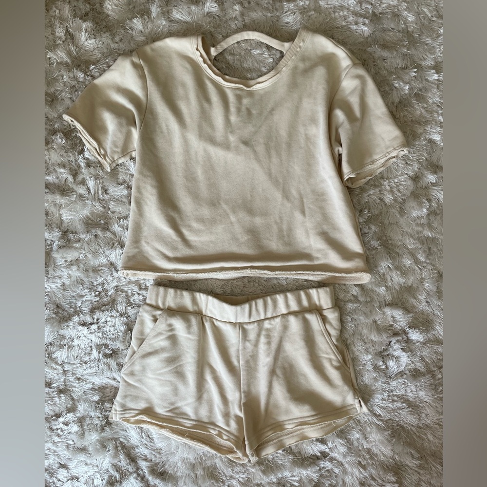 Z Supply Cream matching short and T shirt set